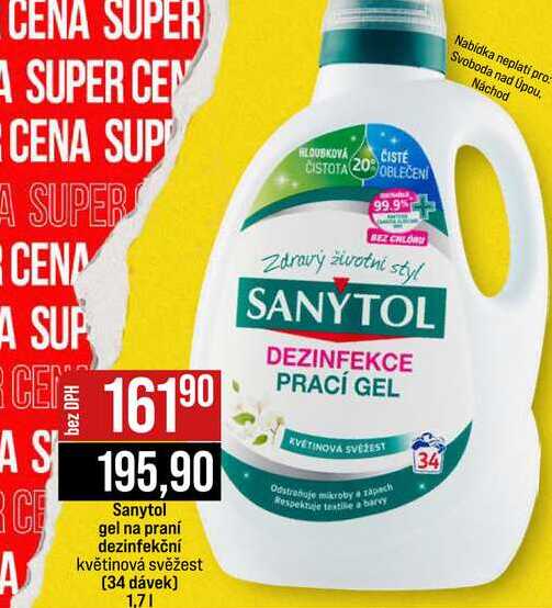 Sanytol gel na praní dezinfekční květinová svěžest 34 dávek 1,7l