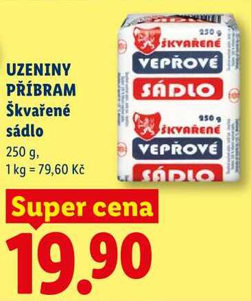 UZENINY PŘÍBRAM Škvařené sádlo, 250 g
