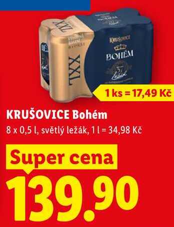 KRUŠOVICE Bohém, 8x 0,5 l