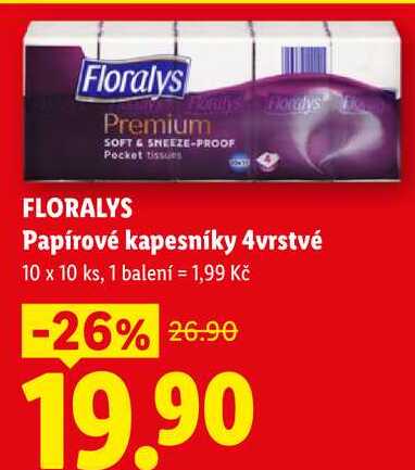 FLORALYS Papírové kapesníky 4vrstvé, 10x 10 ks