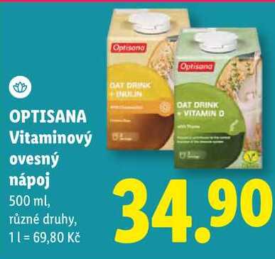 OPTISANA Vitaminový ovesný nápoj, 500 ml
