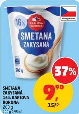 SMETANA ZAKYSANÁ 16% KARLOVA KORUNA, 200 g  v akci