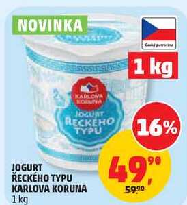 JOGURT ŘECKÉHO TYPU KARLOVA KORUNA, 1 kg