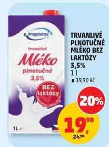 TRVANLIVÉ PLNOTUČNÉ MLÉKO BEZ LAKTÓZY plnotučné 3,5%, 1 l