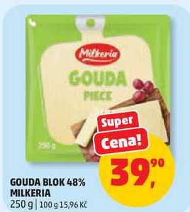 GOUDA BLOK 48% MILKERIA, 250 g