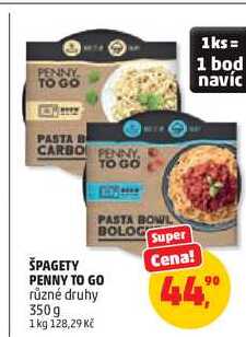 ŠPAGETY PENNY TO GO různé druhy, 350 g