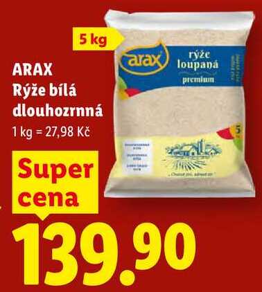 ARAX Rýže bílá dlouhozrnná, 1 kg