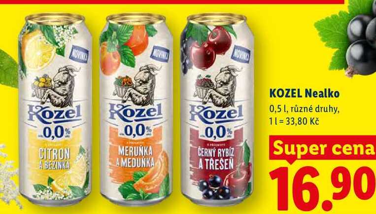 KOZEL Nealko, 0,5 l, různé druhy