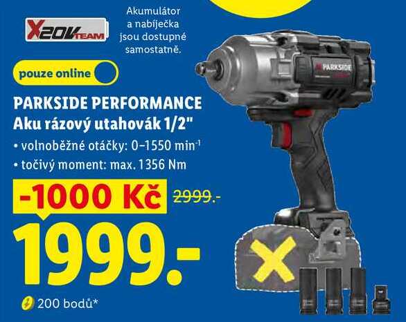 PARKSIDE PERFORMANCE Aku rázový utahovák 1/2"
