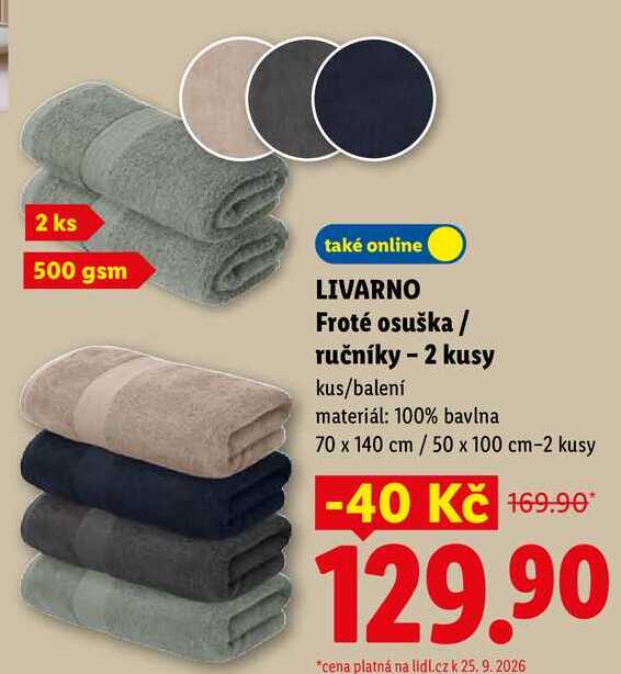 LIVARNO Froté osuška / ručníky - 2 kusy