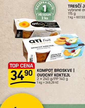 KOMPOT BROSKVE | OVOCNÝ KOKTEJL 2 x 240 g/PP 140 g