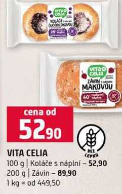 VITA CELIA 100 g Koláče s náplní 200 g Závin