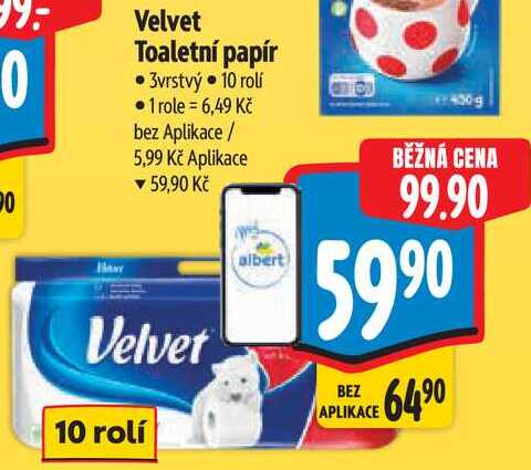 Velvet Toaletní papír, 3vrstvý, 10 rolí