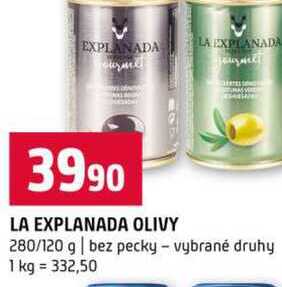 LA EXPLANADA OLIVY 280/120 g bez pecky vybrané druhy 