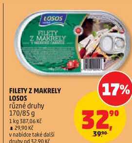 FILETY Z MAKRELY LOSOS různé druhy, 170/85 g 