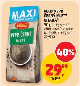 MAXI PEPŘ ČERNÝ MLETÝ VITANA, 50 g