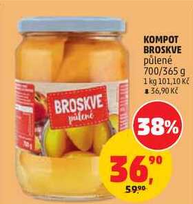 KOMPOT BROSKVE půlené, 700/365 g