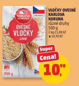 VLOČKY OVESNÉ KARLOVA KARLOVA různé druhy, 500 g  
