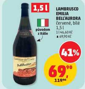 LAMBRUSCO EMILIA BELL'AURORA červené, 1,5 l