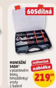 MONTÁŽNÍ SADA v plastovém nabídka boxu, hmoždinky/ vruty, 1 balení