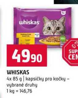WHISKAS 4x 85 g kapsičky pro kočky vybrané druhy