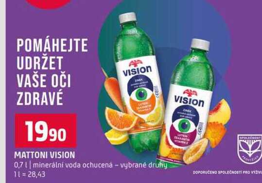 MATTONI VISION 0,7l minerální voda ochucená vybrané druhy 