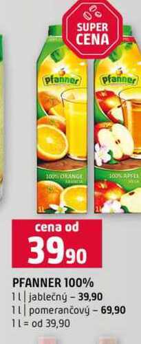 PFANNER 100% 1l jablečný 1l pomerančový 