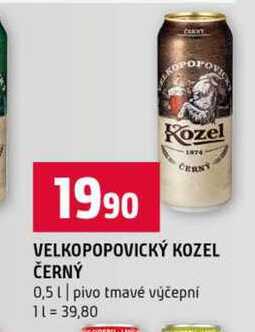 VELKOPOPOVICKÝ KOZEL ČERNÝ 0,5l pivo tmavé výčepní