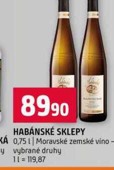 HABÁNSKÉ SKLEPY KÁ 0,75l Moravské zemské víno vybrané druhy 
