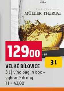 VELKÉ BÍLOVICE 3l vino bag in box vybrané druhy