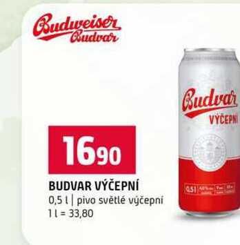 BUDVAR VÝČEPNÍ 0,5l pivo světlé výčepní 