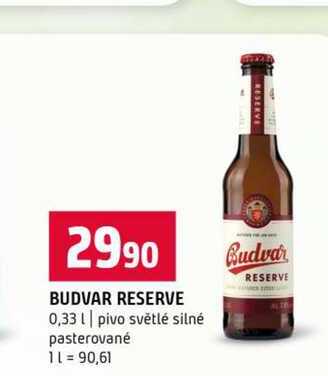 BUDVAR RESERVE 0,33l pivo světlé silné pasterované