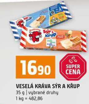 VESELÁ KRÁVA SÝR A KŘUP 35 g vybrané druhy