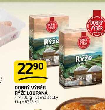 DOBRÝ VÝBĚR RÝŽE LOUPANÁ 400g 4 x 100 g