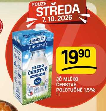 JČ MLÉKO ČERSTVÉ POLOTUČNÉ 1,5% 1l