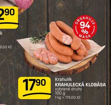 KRAHULECKÁ KLOBÁSA vybrané druhy 100 g 