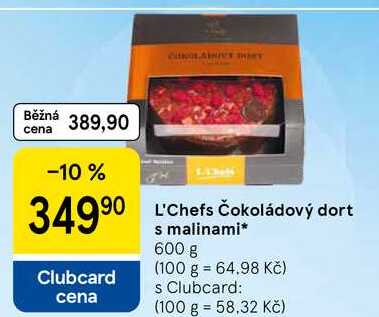 L'Chefs Čokoládový dort s malinami, 600 g