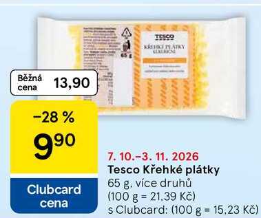 Tesco Křehké plátky, 65 g, více druhů 