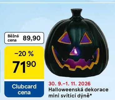 Halloweenská dekorace mini svítící dýně