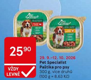Pet Specialist Paštika pro psy, 300 g, více druhů