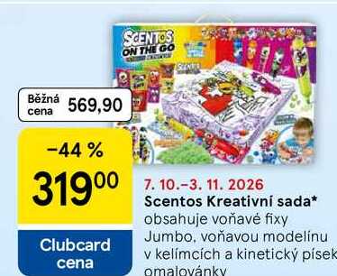 Scentos Kreativní sada, obsahuje voňavé fixy Jumbo, voňavou modelínu v kelímcích a kinetický písek omalovánky