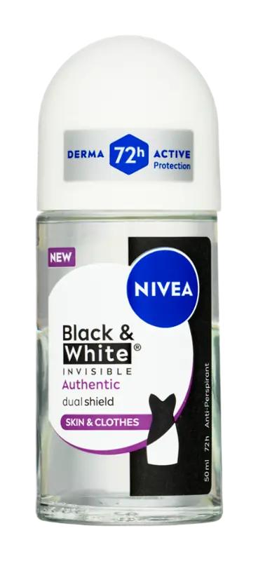NIVEA Antiperspirant roll-on Black & White Authentic, 50 ml