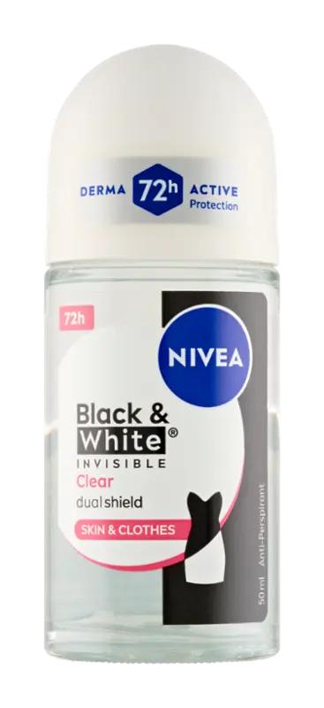 NIVEA Antiperspirant roll-on pro ženy Black & White Invisible Clear, 50 ml