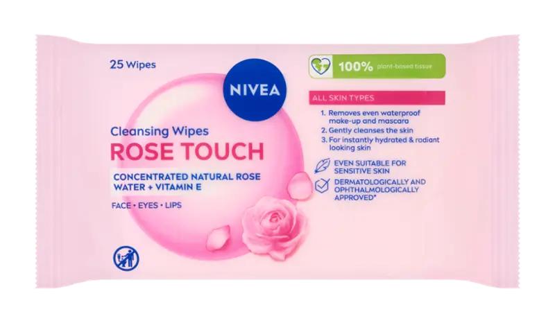 NIVEA Čisticí pleťové ubrousky Rose Touch, 25 ks