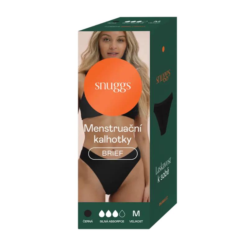 Snuggs Menstruační kalhotky Brief pro silnou menstruaci, černé, 1 ks