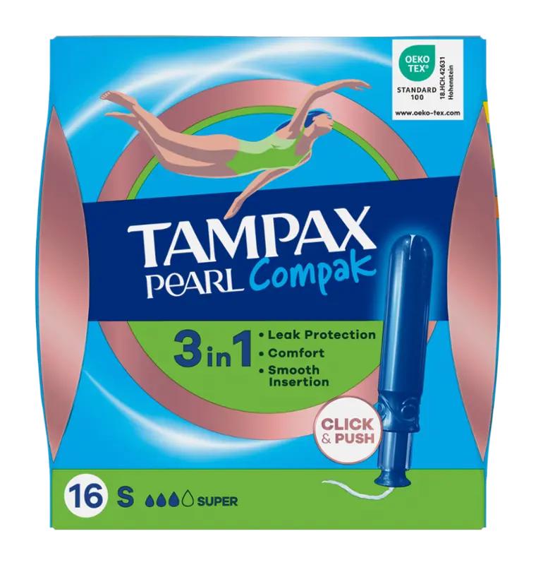 Tampax Tampony s aplikátorem Pearl Compak Super, 16 ks