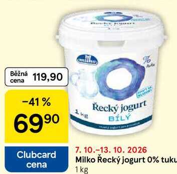 Milko Řecký jogurt 0% tuku, 1 kg