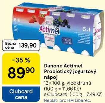 Danone Actimel Probiotický jogurtový nápoj, 12× 100 g