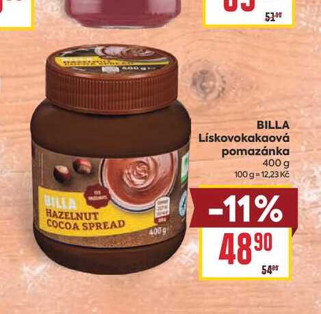 BILLA Lískovokakaová pomazánka 400 g 