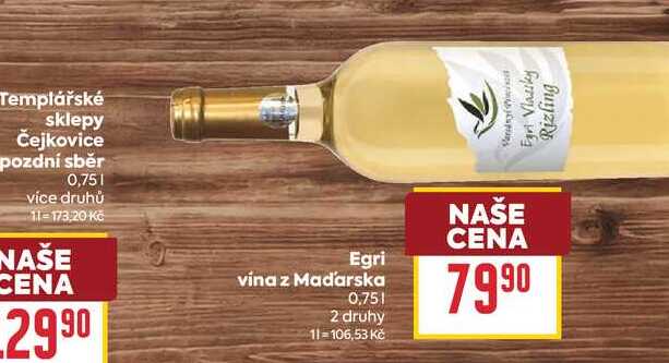 Egri vína z Maďarska 0,75l
